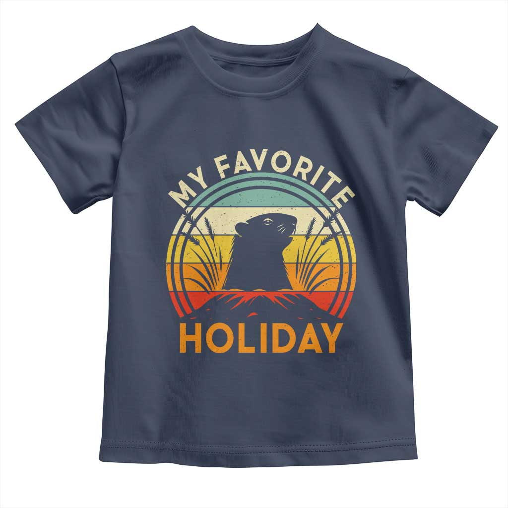 Funny Groundhog Day Toddler T Shirt My Favorite Holiday Retro Vintage Woodchuck TS11 Navy Print Your Wear