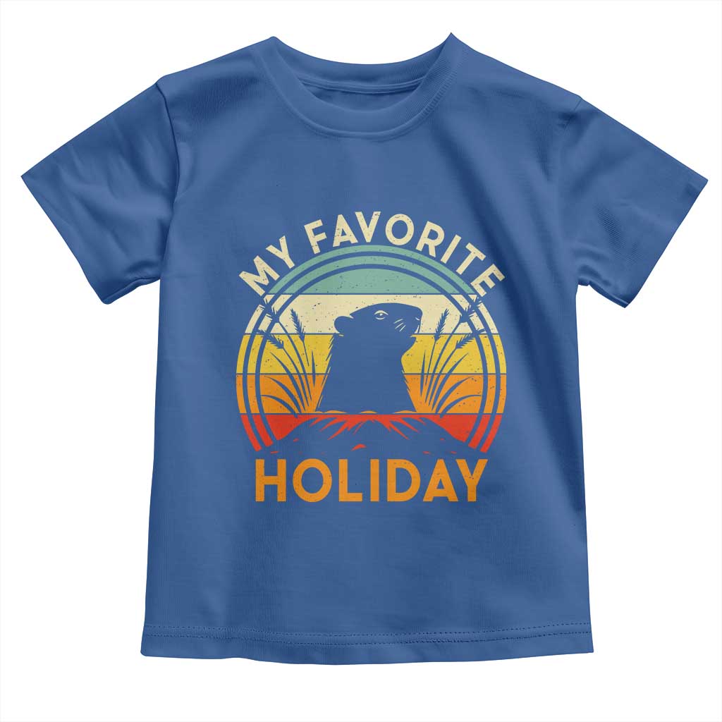 Funny Groundhog Day Toddler T Shirt My Favorite Holiday Retro Vintage Woodchuck TS11 Royal Blue Print Your Wear