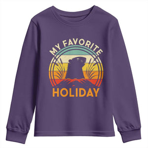 Funny Groundhog Day Youth Sweatshirt My Favorite Holiday Retro Vintage Woodchuck TS11 Purple Print Your Wear