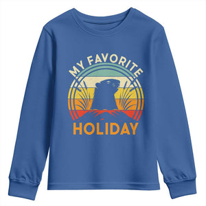 Funny Groundhog Day Youth Sweatshirt My Favorite Holiday Retro Vintage Woodchuck TS11 Royal Blue Print Your Wear