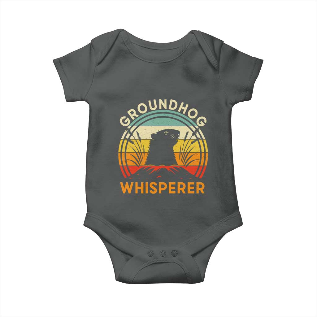 Funny Groundhog Whisperer Baby Onesie Retro Vintage Woodchuck Lover TS11 Dark Heather Print Your Wear