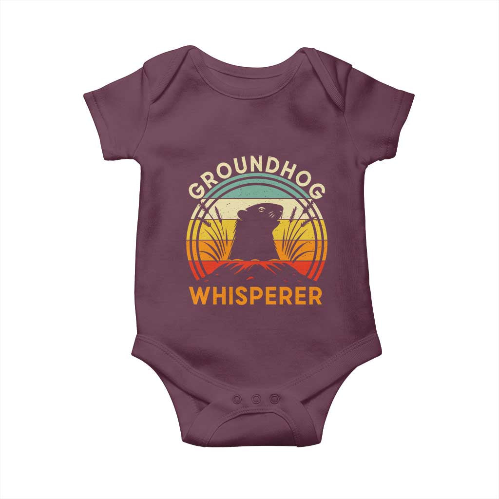 Funny Groundhog Whisperer Baby Onesie Retro Vintage Woodchuck Lover TS11 Maroon Print Your Wear