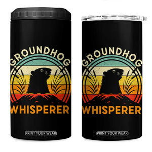 Funny Groundhog Whisperer 4 in 1 Can Cooler Tumbler Retro Vintage Woodchuck Lover TS11 One Size: 16 oz Black Print Your Wear