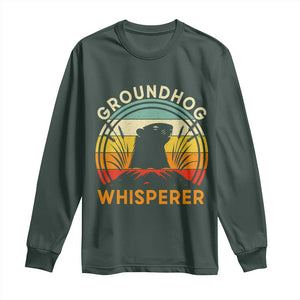 Funny Groundhog Whisperer Long Sleeve Shirt Retro Vintage Woodchuck Lover TS11 Dark Forest Green Print Your Wear