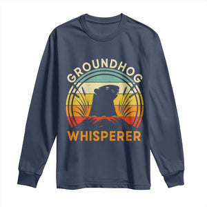 Funny Groundhog Whisperer Long Sleeve Shirt Retro Vintage Woodchuck Lover TS11 Navy Print Your Wear