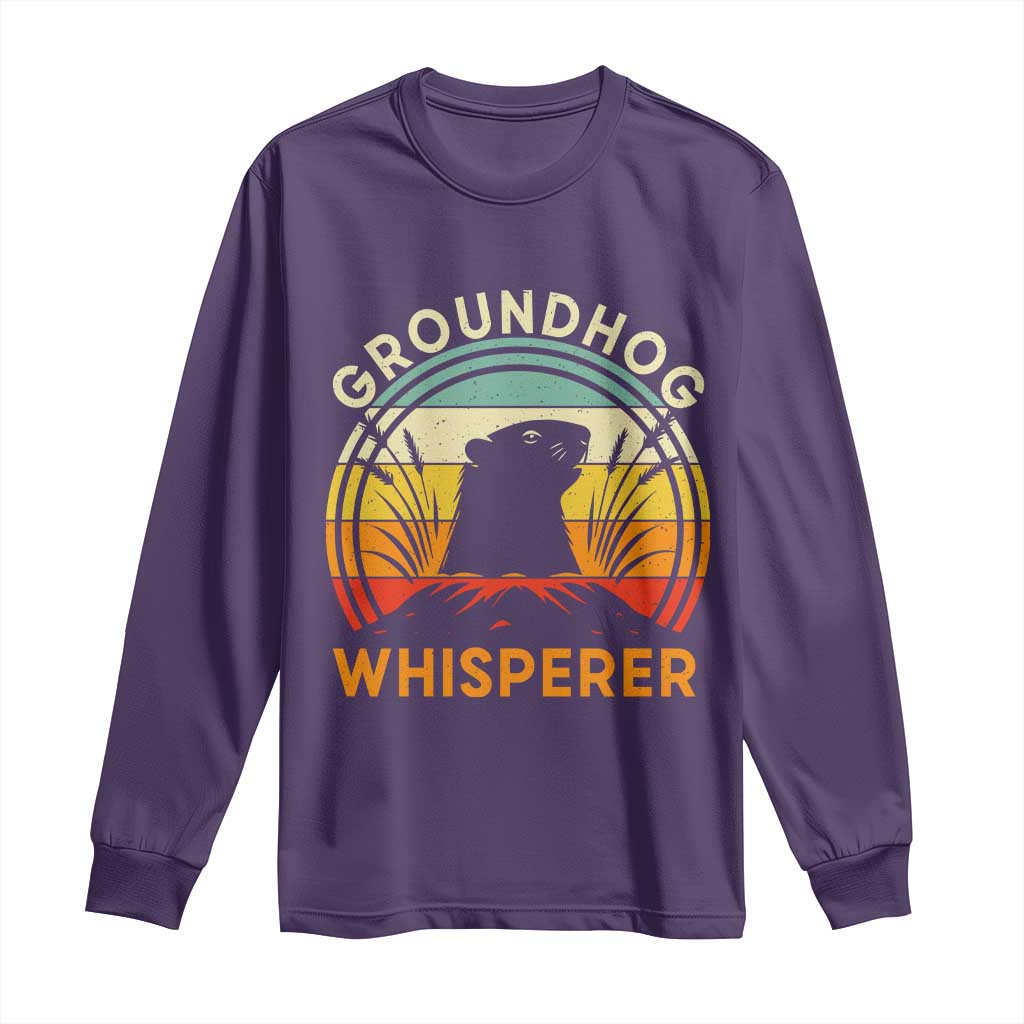 Funny Groundhog Whisperer Long Sleeve Shirt Retro Vintage Woodchuck Lover TS11 Purple Print Your Wear