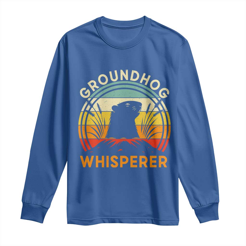 Funny Groundhog Whisperer Long Sleeve Shirt Retro Vintage Woodchuck Lover TS11 Royal Blue Print Your Wear