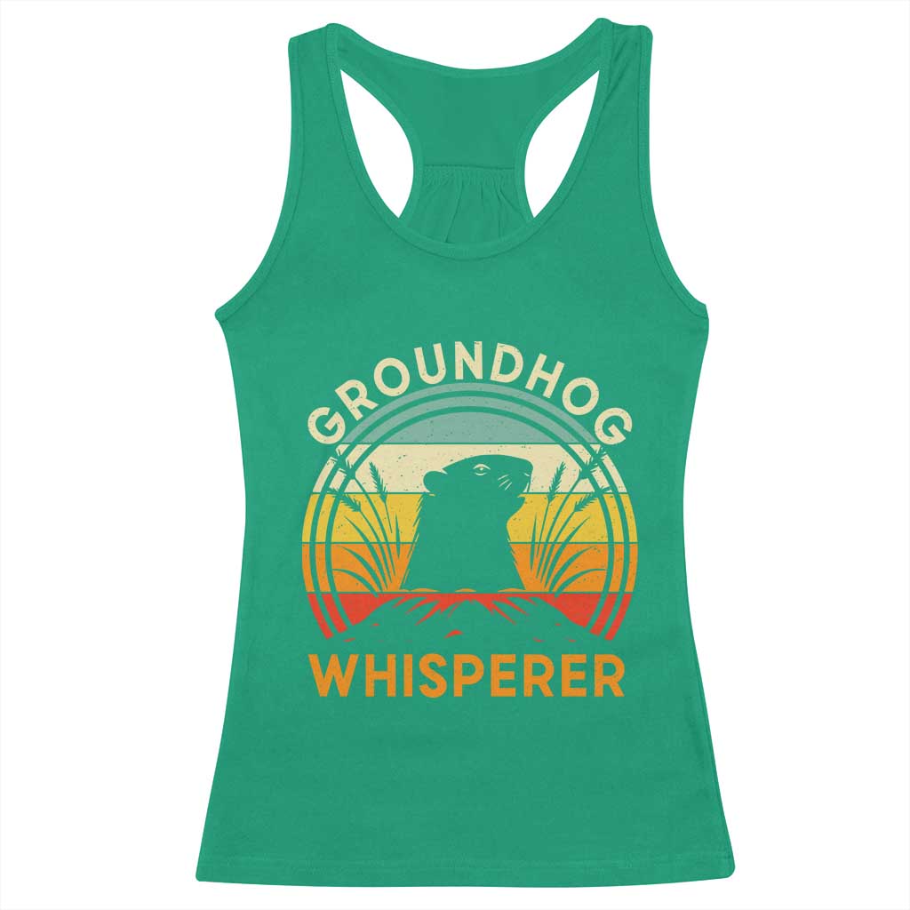 Funny Groundhog Whisperer Racerback Tank Top Retro Vintage Woodchuck Lover TS11 Irish Green Print Your Wear