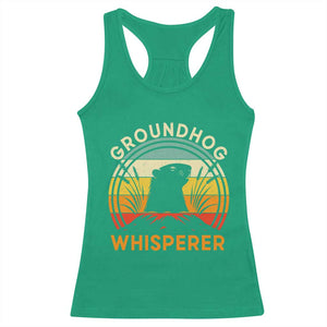 Funny Groundhog Whisperer Racerback Tank Top Retro Vintage Woodchuck Lover TS11 Irish Green Print Your Wear