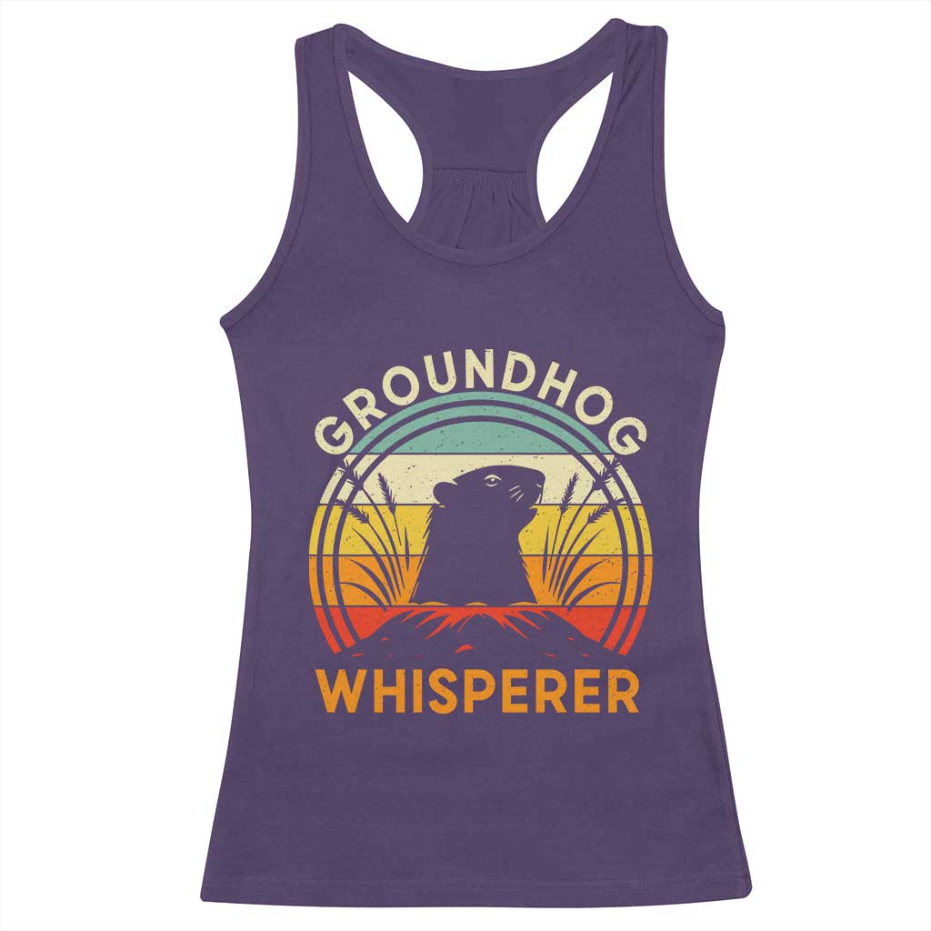Funny Groundhog Whisperer Racerback Tank Top Retro Vintage Woodchuck Lover TS11 Purple Print Your Wear