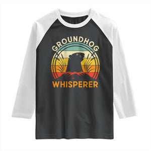 Funny Groundhog Whisperer Raglan Shirt Retro Vintage Woodchuck Lover TS11 Black White Print Your Wear