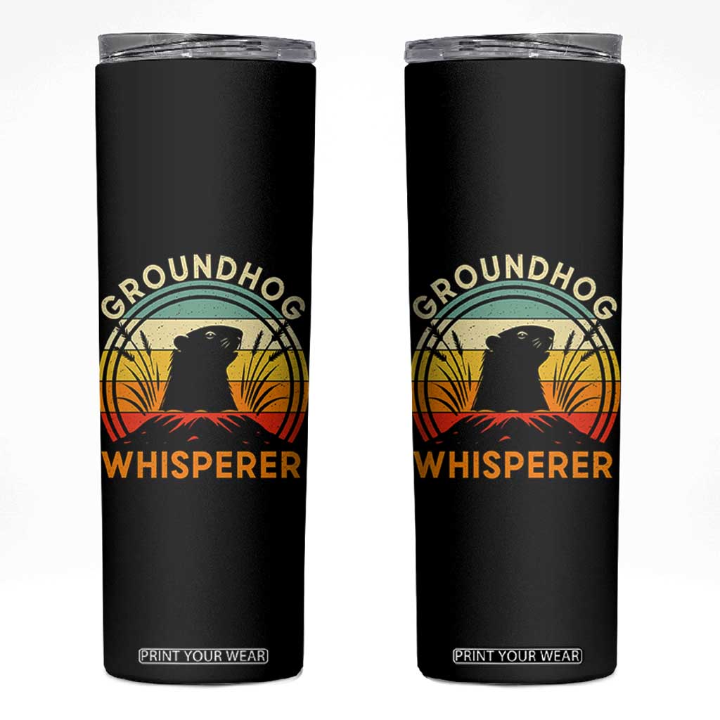 Funny Groundhog Whisperer Skinny Tumbler Retro Vintage Woodchuck Lover TS11 Black Print Your Wear