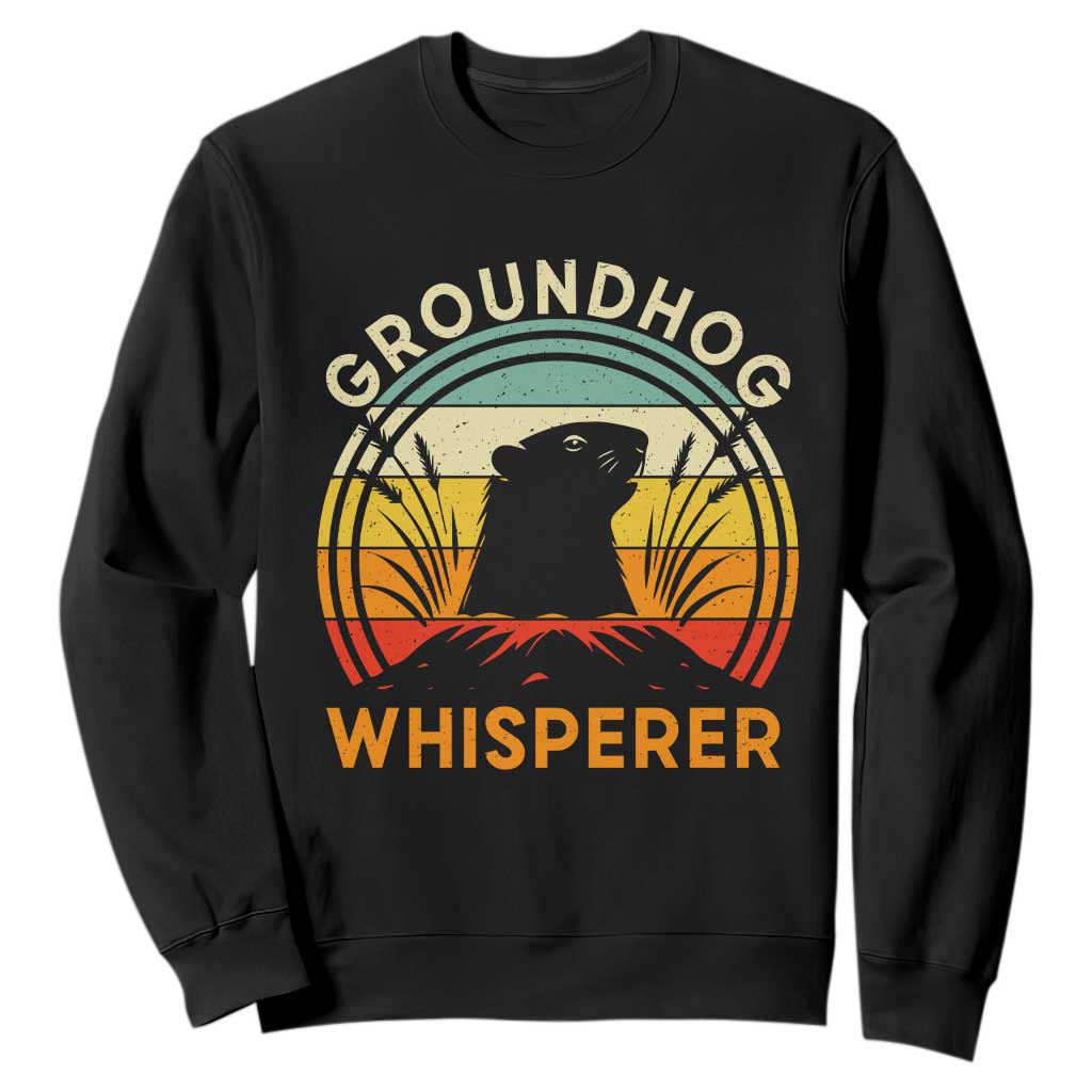 Funny Groundhog Whisperer Sweatshirt Retro Vintage Woodchuck Lover TS11 Black Print Your Wear