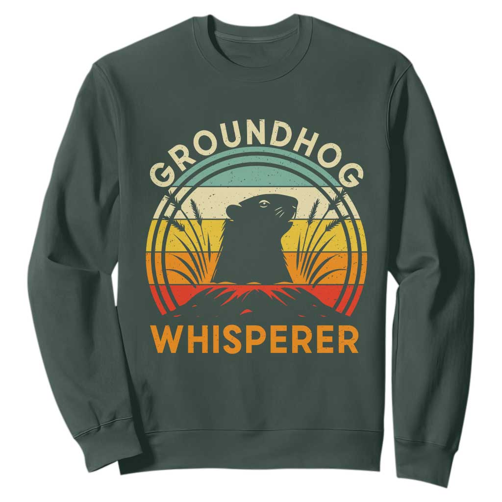 Funny Groundhog Whisperer Sweatshirt Retro Vintage Woodchuck Lover TS11 Dark Forest Green Print Your Wear