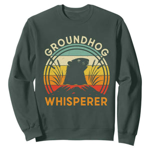 Funny Groundhog Whisperer Sweatshirt Retro Vintage Woodchuck Lover TS11 Dark Forest Green Print Your Wear
