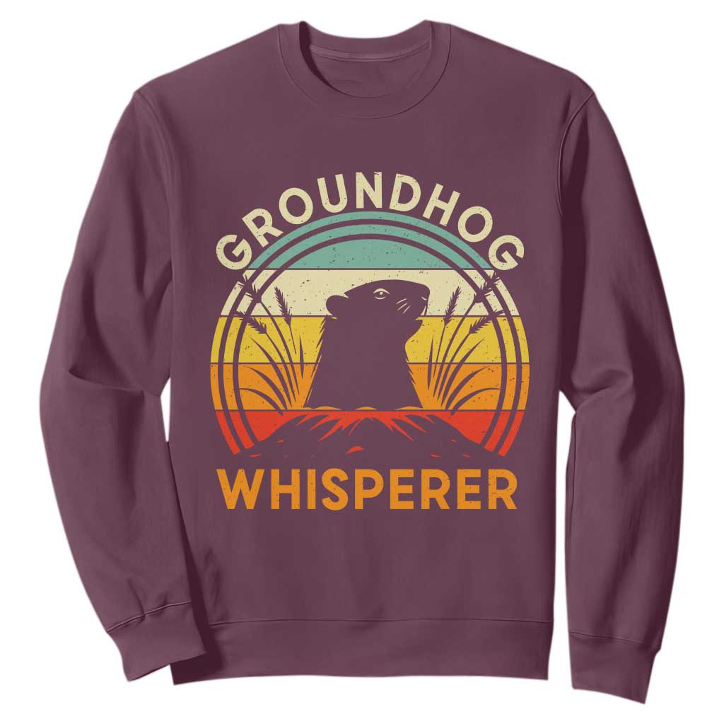 Funny Groundhog Whisperer Sweatshirt Retro Vintage Woodchuck Lover TS11 Maroon Print Your Wear