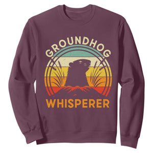 Funny Groundhog Whisperer Sweatshirt Retro Vintage Woodchuck Lover TS11 Maroon Print Your Wear