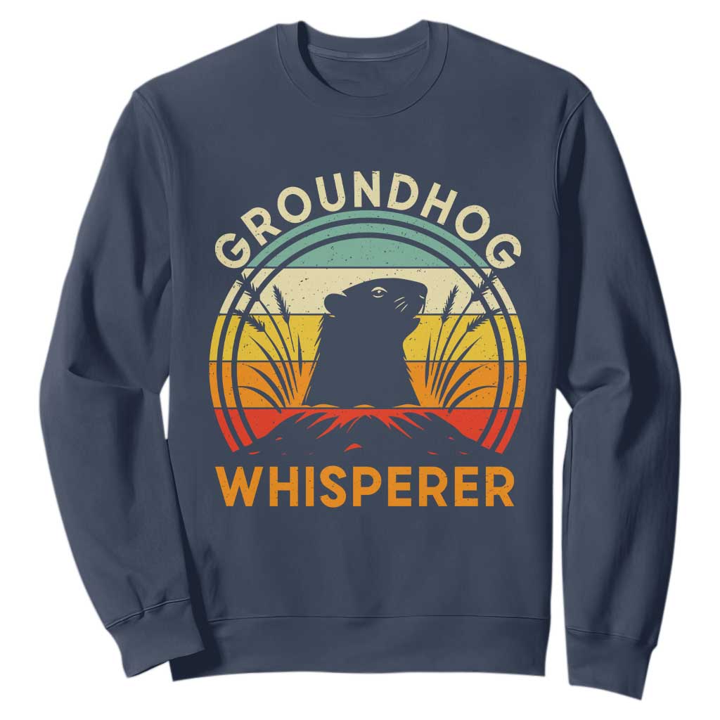 Funny Groundhog Whisperer Sweatshirt Retro Vintage Woodchuck Lover TS11 Navy Print Your Wear