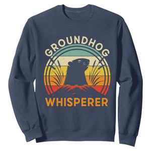 Funny Groundhog Whisperer Sweatshirt Retro Vintage Woodchuck Lover TS11 Navy Print Your Wear