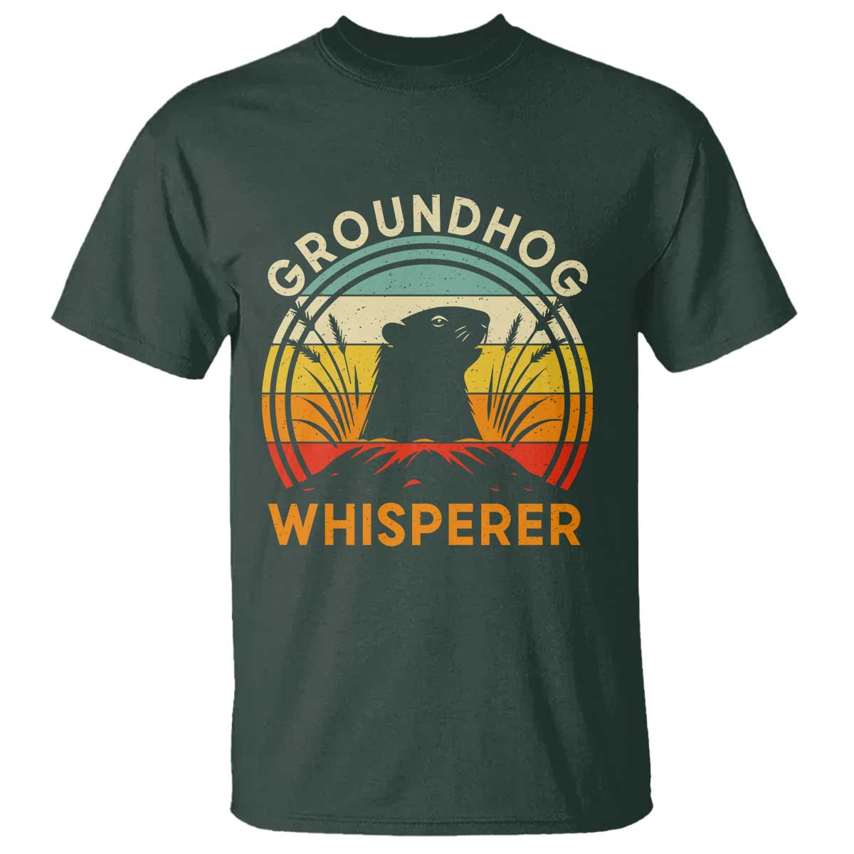 Funny Groundhog Whisperer T Shirt Retro Vintage Woodchuck Lover TS11 Dark Forest Green Print Your Wear