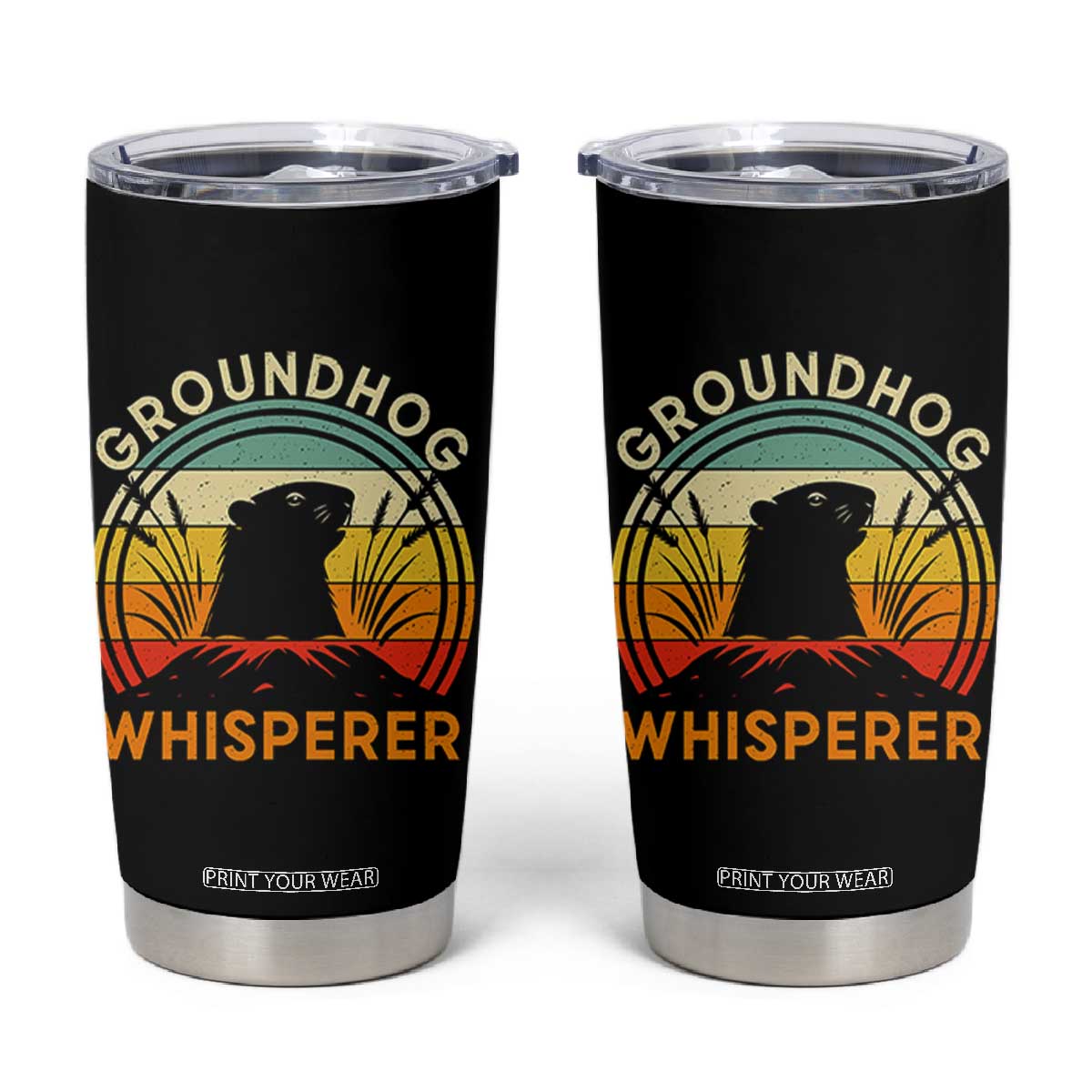 Funny Groundhog Whisperer Tumbler Cup Retro Vintage Woodchuck Lover TS11 Black Print Your Wear