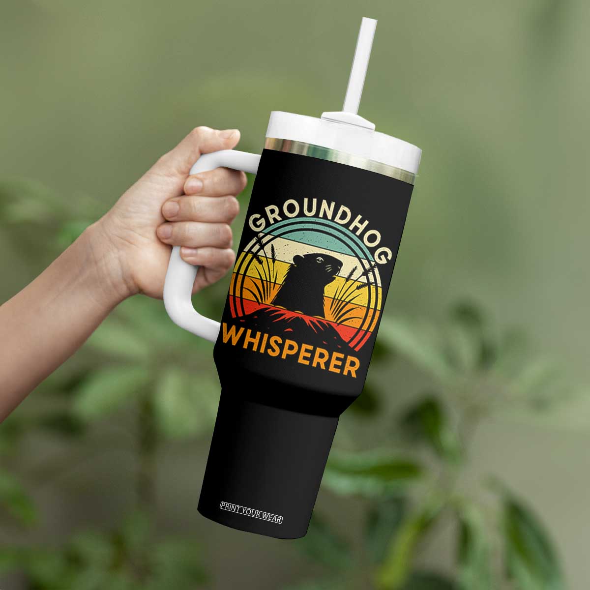 Funny Groundhog Whisperer Tumbler With Handle Retro Vintage Woodchuck Lover TS11 Print Your Wear