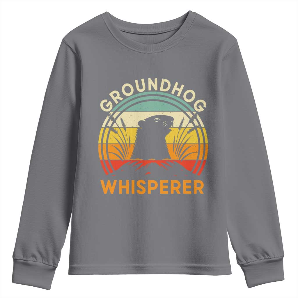 Funny Groundhog Whisperer Youth Sweatshirt Retro Vintage Woodchuck Lover TS11 Charcoal Print Your Wear