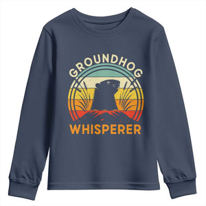 Funny Groundhog Whisperer Youth Sweatshirt Retro Vintage Woodchuck Lover TS11 Navy Print Your Wear
