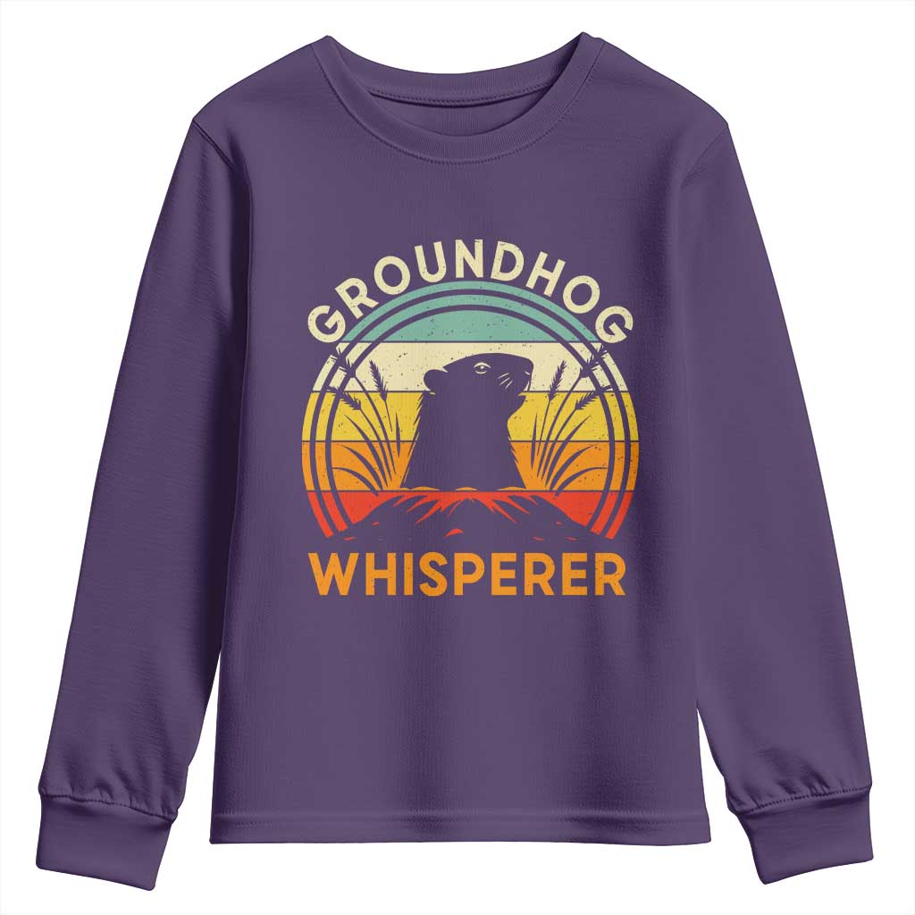 Funny Groundhog Whisperer Youth Sweatshirt Retro Vintage Woodchuck Lover TS11 Purple Print Your Wear