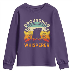 Funny Groundhog Whisperer Youth Sweatshirt Retro Vintage Woodchuck Lover TS11 Purple Print Your Wear