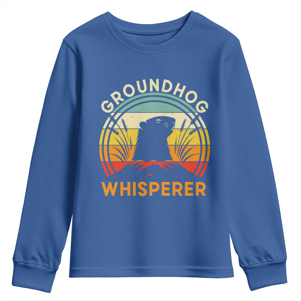 Funny Groundhog Whisperer Youth Sweatshirt Retro Vintage Woodchuck Lover TS11 Royal Blue Print Your Wear