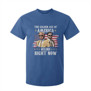 Funny Trump Vance 2025 T Shirt For Kid The Golden Age Of America Begins Right Now American Flag TS11 Royal Blue Print Your Wear