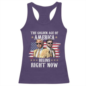 Funny Trump Vance 2025 Racerback Tank Top The Golden Age Of America Begins Right Now American Flag TS11 Purple Print Your Wear