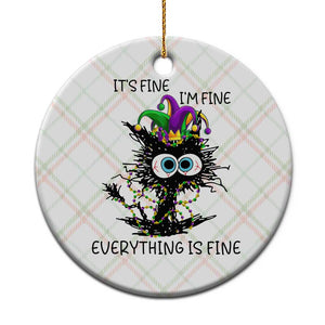 Funny Mardi Gras Cat Ceramic Ornament It's Fine I'm Fine Everything Is Fine Jester Hat Beads TS11 1pc Christmas Plaid Print Your Wear