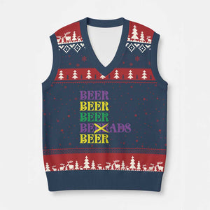 Funny Mardi Gras Drinking V-Neck Knit Sweater Vest Retro Beads Beer Carnival Party TS11 Navy Red Print Your Wear