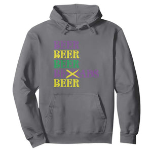 Funny Mardi Gras Drinking Hoodie Retro Beads Beer Carnival Party TS11 Charcoal Print Your Wear