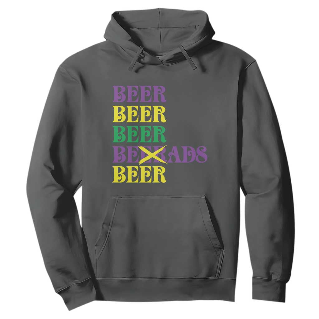 Funny Mardi Gras Drinking Hoodie Retro Beads Beer Carnival Party TS11 Dark Heather Print Your Wear