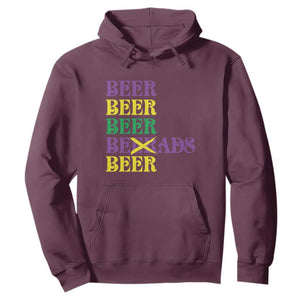 Funny Mardi Gras Drinking Hoodie Retro Beads Beer Carnival Party TS11 Maroon Print Your Wear