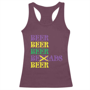 Funny Mardi Gras Drinking Racerback Tank Top Retro Beads Beer Carnival Party TS11 Maroon Print Your Wear