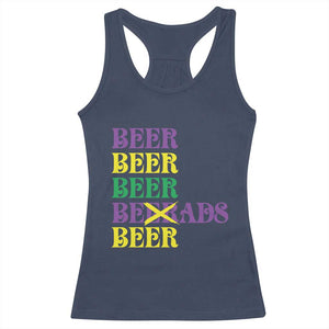 Funny Mardi Gras Drinking Racerback Tank Top Retro Beads Beer Carnival Party TS11 Navy Print Your Wear