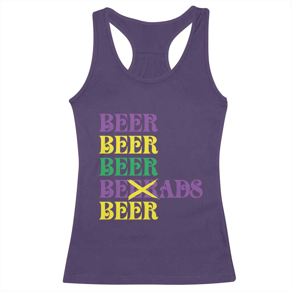 Funny Mardi Gras Drinking Racerback Tank Top Retro Beads Beer Carnival Party TS11 Purple Print Your Wear