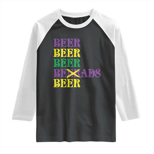 Funny Mardi Gras Drinking Raglan Shirt Retro Beads Beer Carnival Party TS11 Black White Print Your Wear