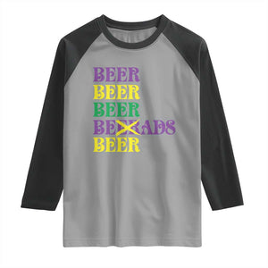 Funny Mardi Gras Drinking Raglan Shirt Retro Beads Beer Carnival Party TS11 Sport Gray Black Print Your Wear