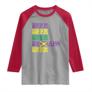 Funny Mardi Gras Drinking Raglan Shirt Retro Beads Beer Carnival Party TS11 Sport Gray Red Print Your Wear