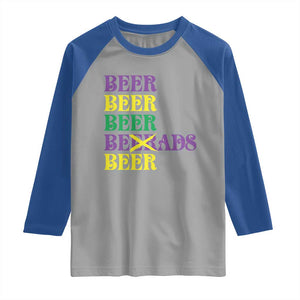 Funny Mardi Gras Drinking Raglan Shirt Retro Beads Beer Carnival Party TS11 Sport Gray Royal Print Your Wear