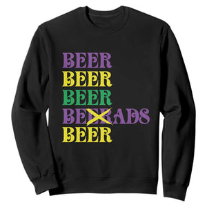 Funny Mardi Gras Drinking Sweatshirt Retro Beads Beer Carnival Party TS11 Black Print Your Wear