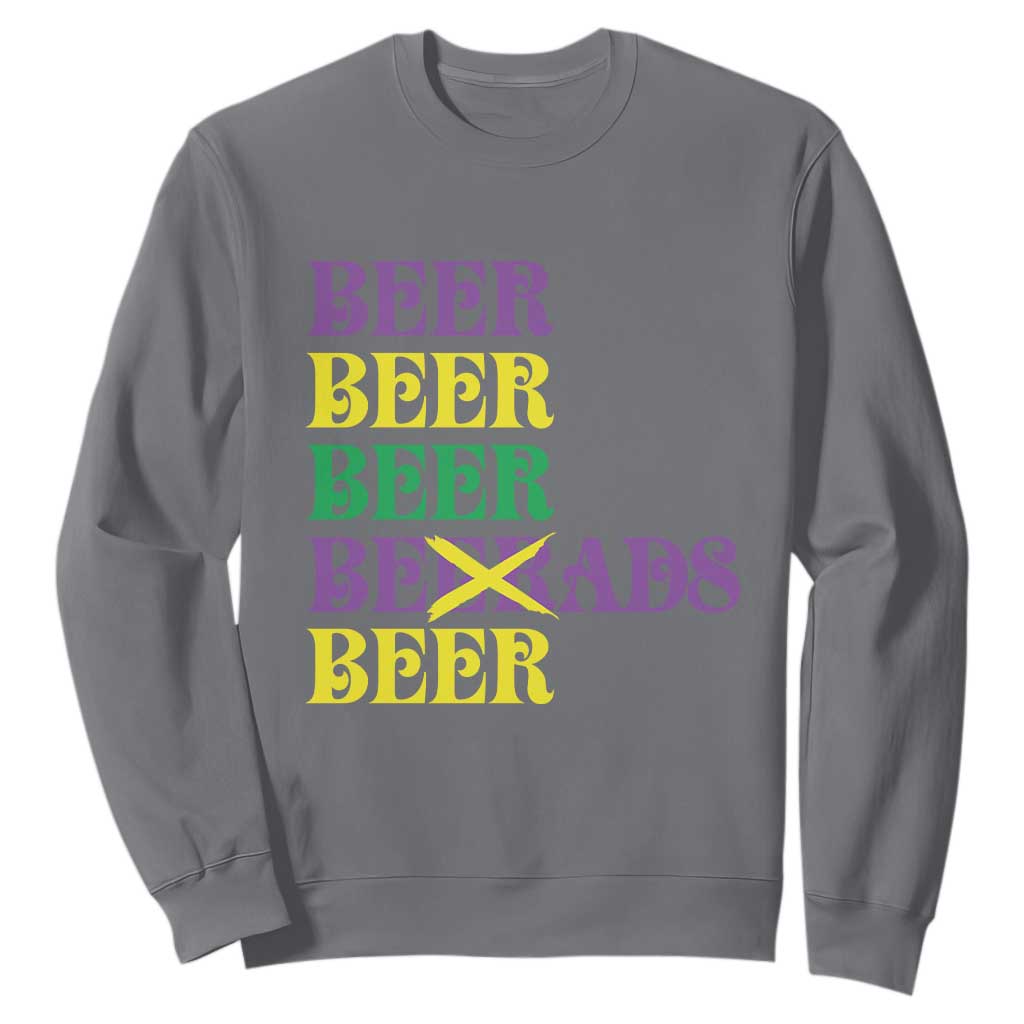 Funny Mardi Gras Drinking Sweatshirt Retro Beads Beer Carnival Party TS11 Charcoal Print Your Wear