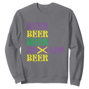 Funny Mardi Gras Drinking Sweatshirt Retro Beads Beer Carnival Party TS11 Charcoal Print Your Wear