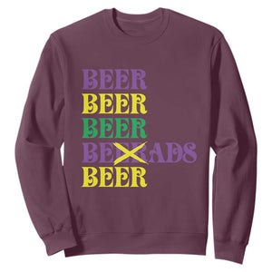 Funny Mardi Gras Drinking Sweatshirt Retro Beads Beer Carnival Party TS11 Maroon Print Your Wear
