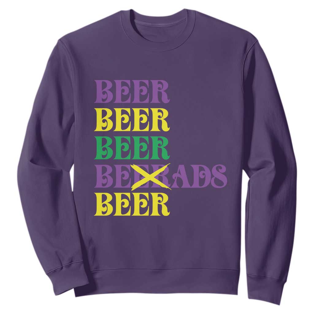Funny Mardi Gras Drinking Sweatshirt Retro Beads Beer Carnival Party TS11 Purple Print Your Wear